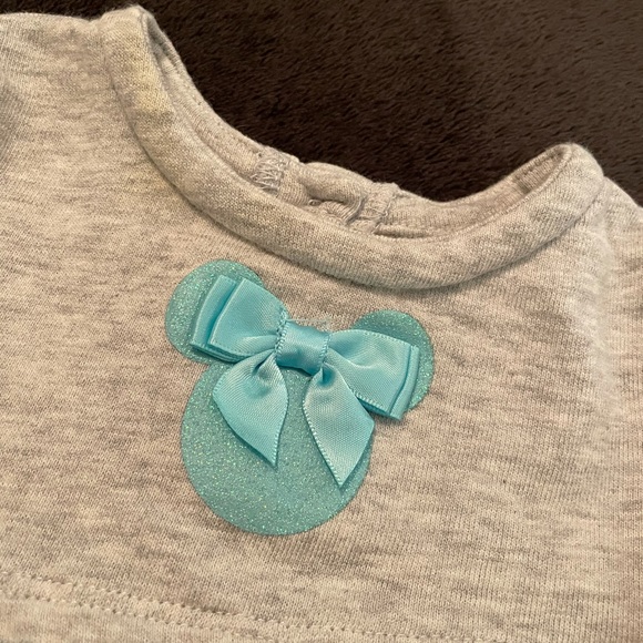 Minnie Mouse fleece and tulle dress-Teal and dray pull on-Super cute!-Size 3 mo - Picture 4 of 8